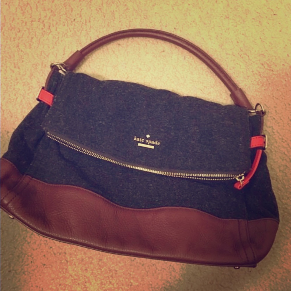 USED - Kate Spade Charcoal Suede & Velvet Handbag